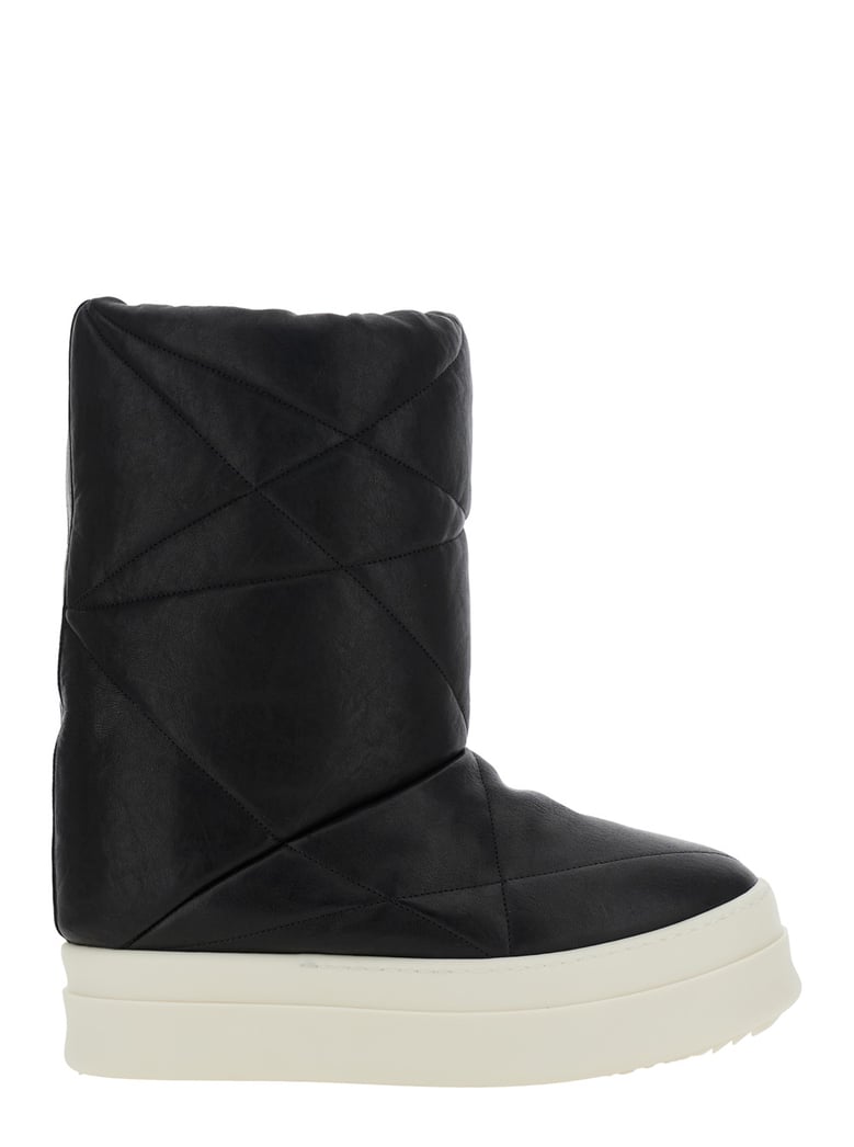 black down filled quilted ankle boots by Selfnex
