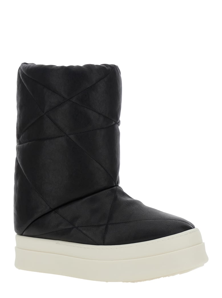black down filled quilted ankle boots by Selfnex
