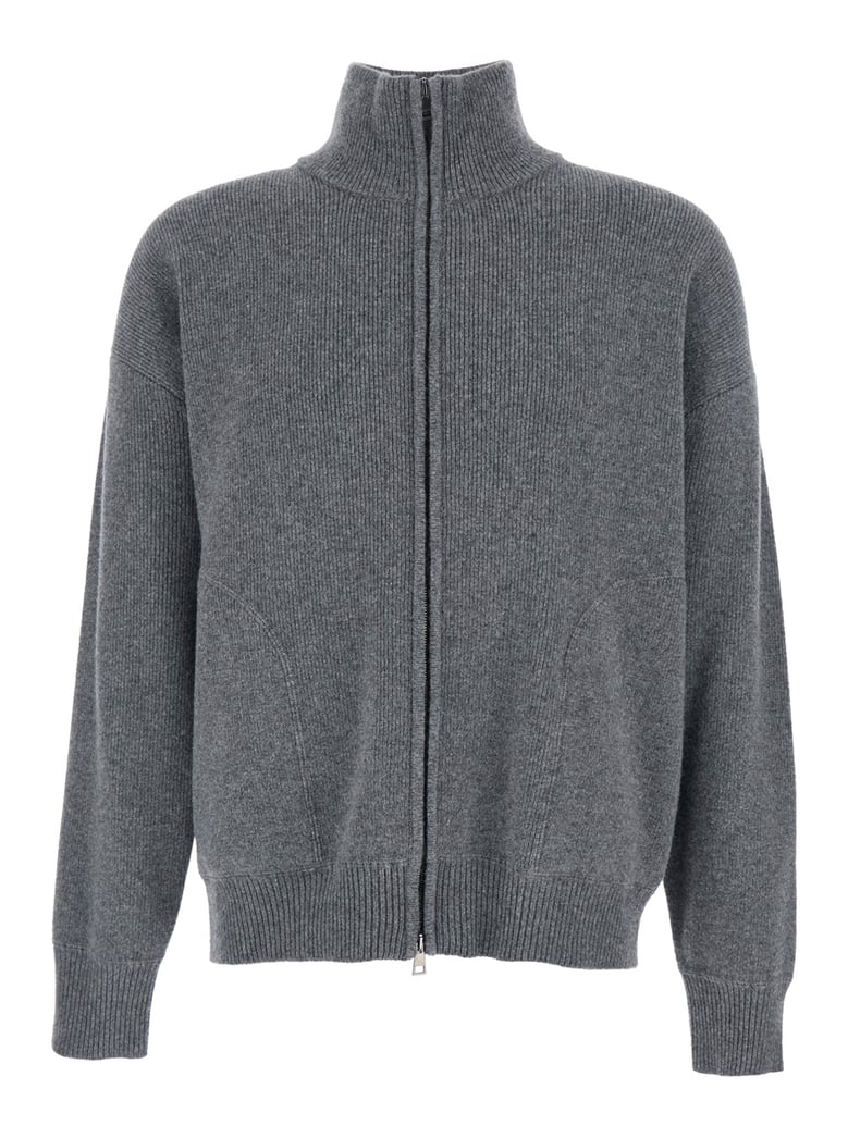 grey wool sweatshirt with zip closure by Selfnex