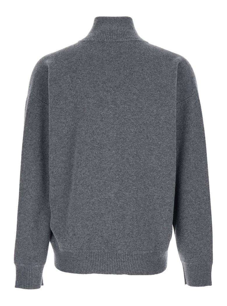 grey wool sweatshirt with zip closure by Selfnex