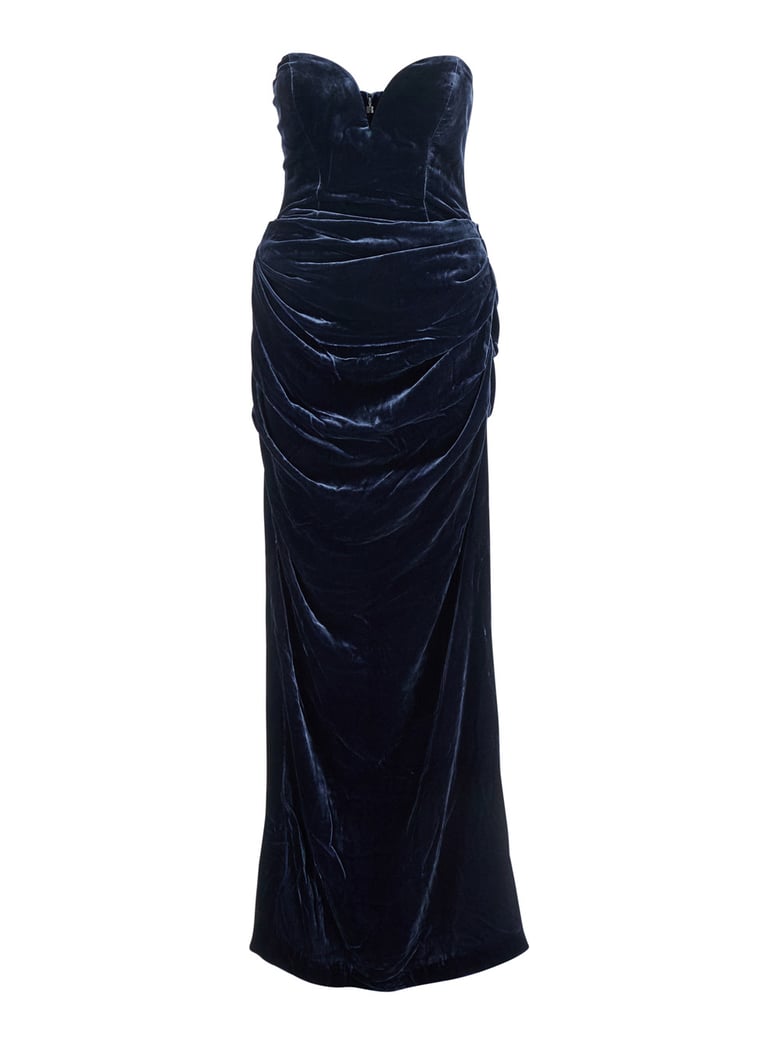 blue off-shoulder dress with sweetheart neckline by Selfnex