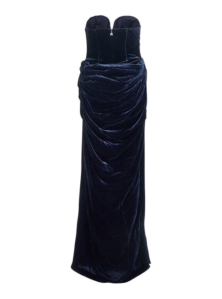 blue off-shoulder dress with sweetheart neckline by Selfnex