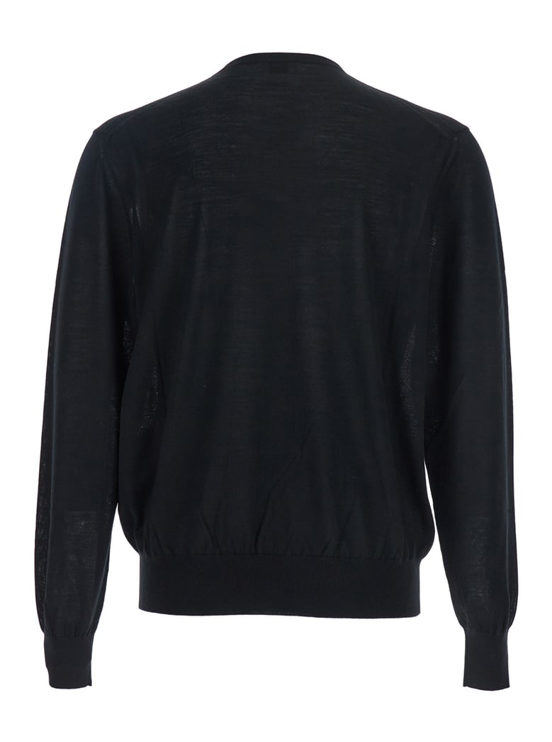 black crewneck cashmere sweater with cassandre by Selfnex