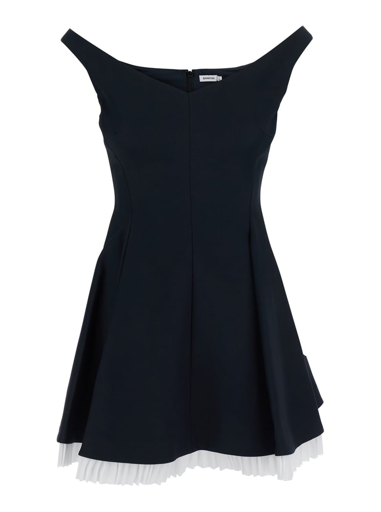 black off-shoulder mini dress with contrasting hem by Selfnex