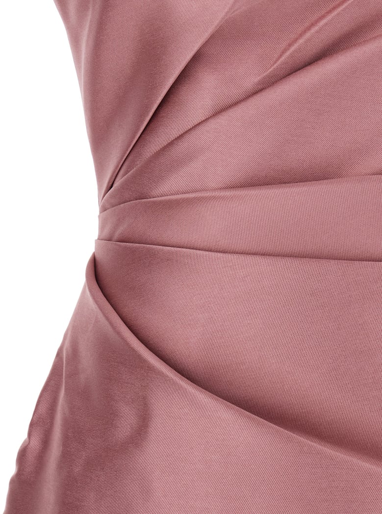 pink one-shoulder long dress with draped details by Selfnex