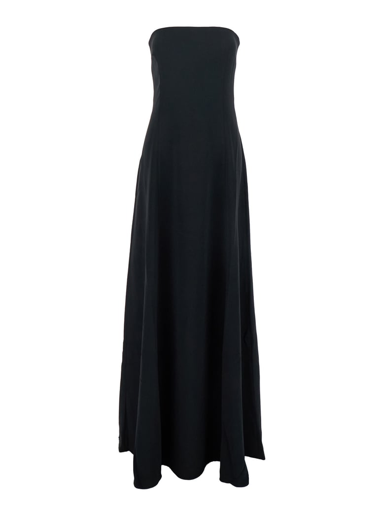 black long dress with bare shoulders by Selfnex