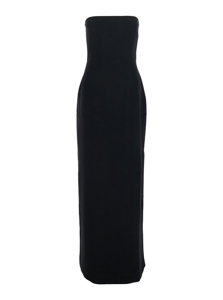 black long dress with bare shoulder and back slit by Selfnex