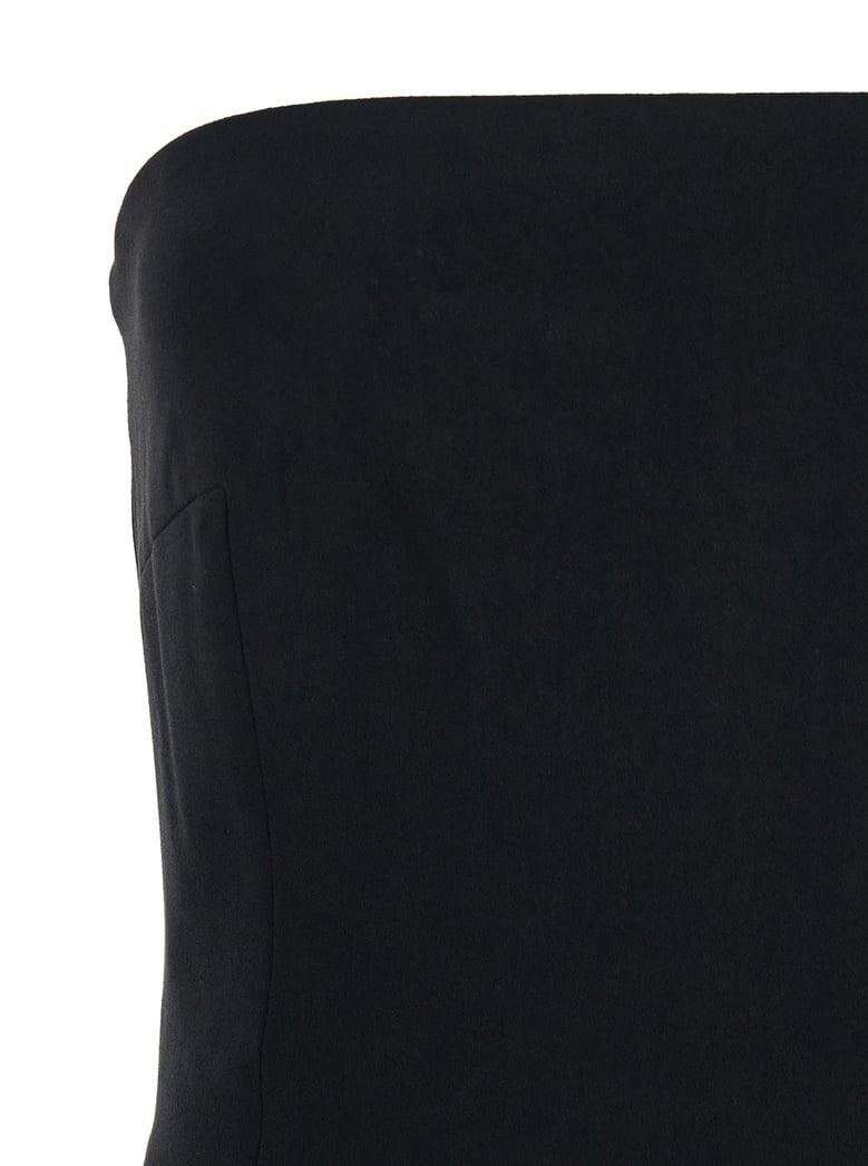 black long dress with bare shoulder and back slit by Selfnex