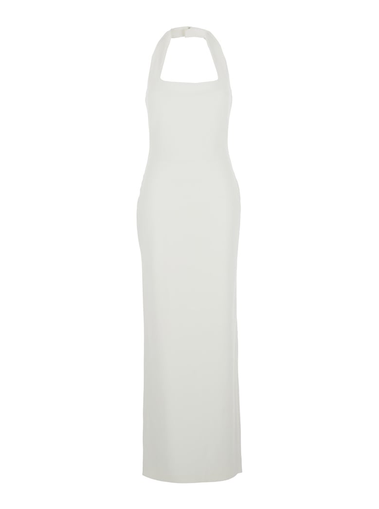 white long dress with square neckline by Selfnex