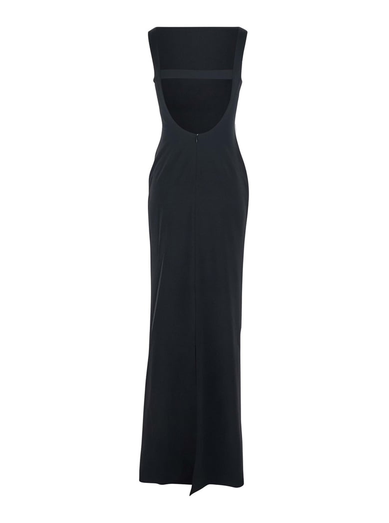 black long dress with square neckline by Selfnex