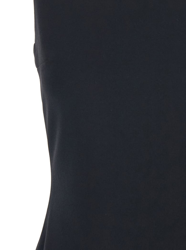 black long dress with square neckline by Selfnex