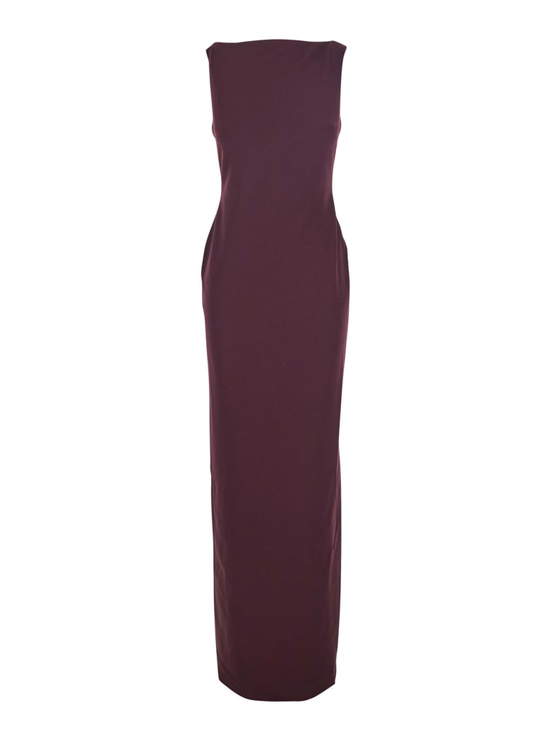 bordeaux long dress with square neckline by Selfnex