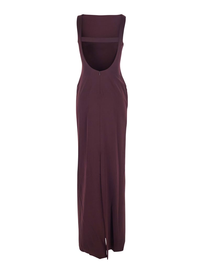 bordeaux long dress with square neckline by Selfnex
