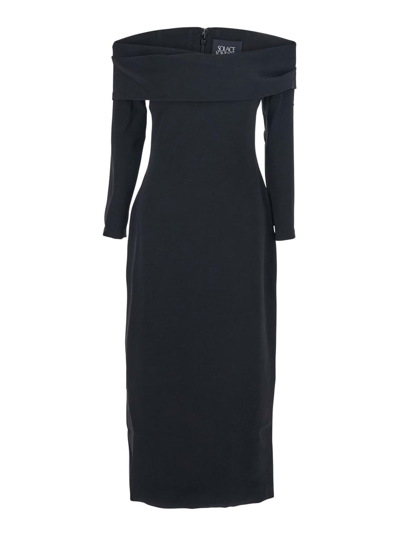 'yuni' black dress with square neckline by Selfnex