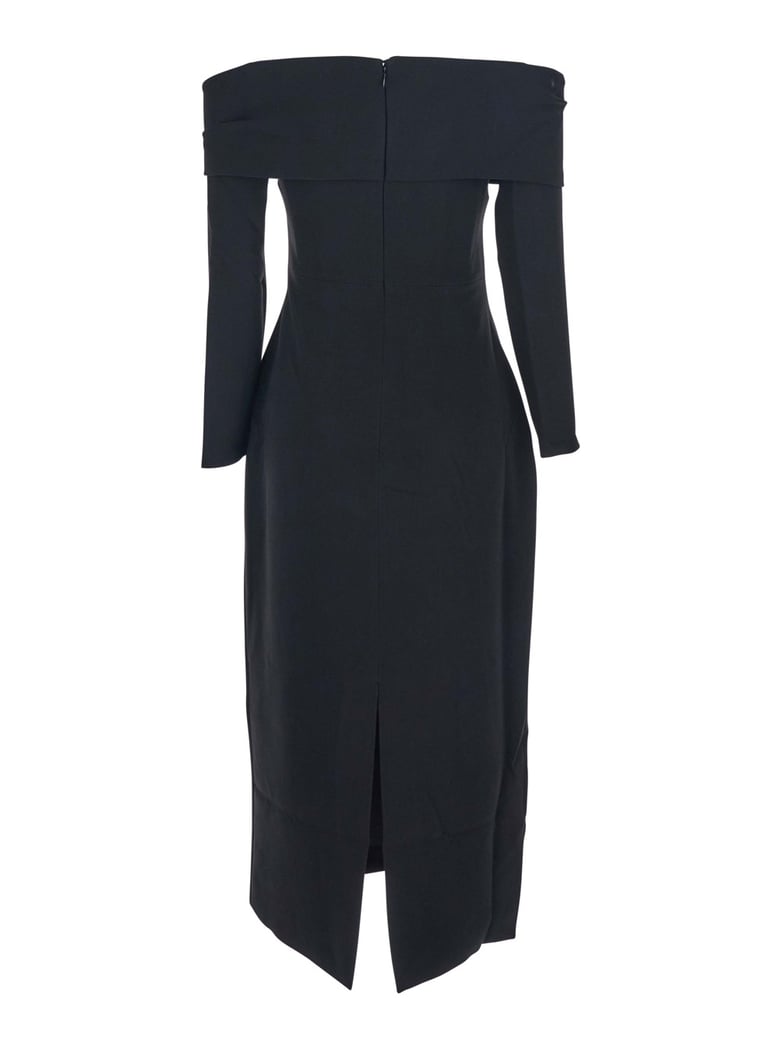 'yuni' black dress with square neckline by Selfnex