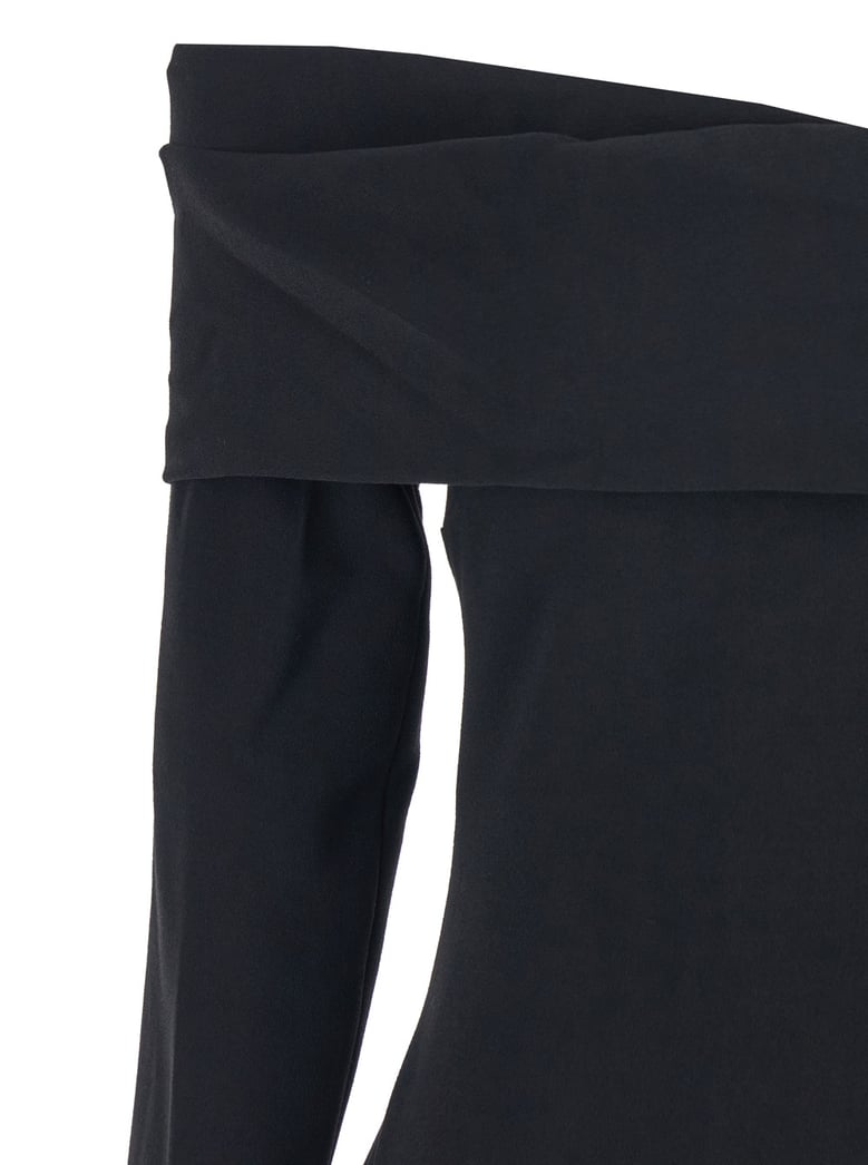 'yuni' black dress with square neckline by Selfnex