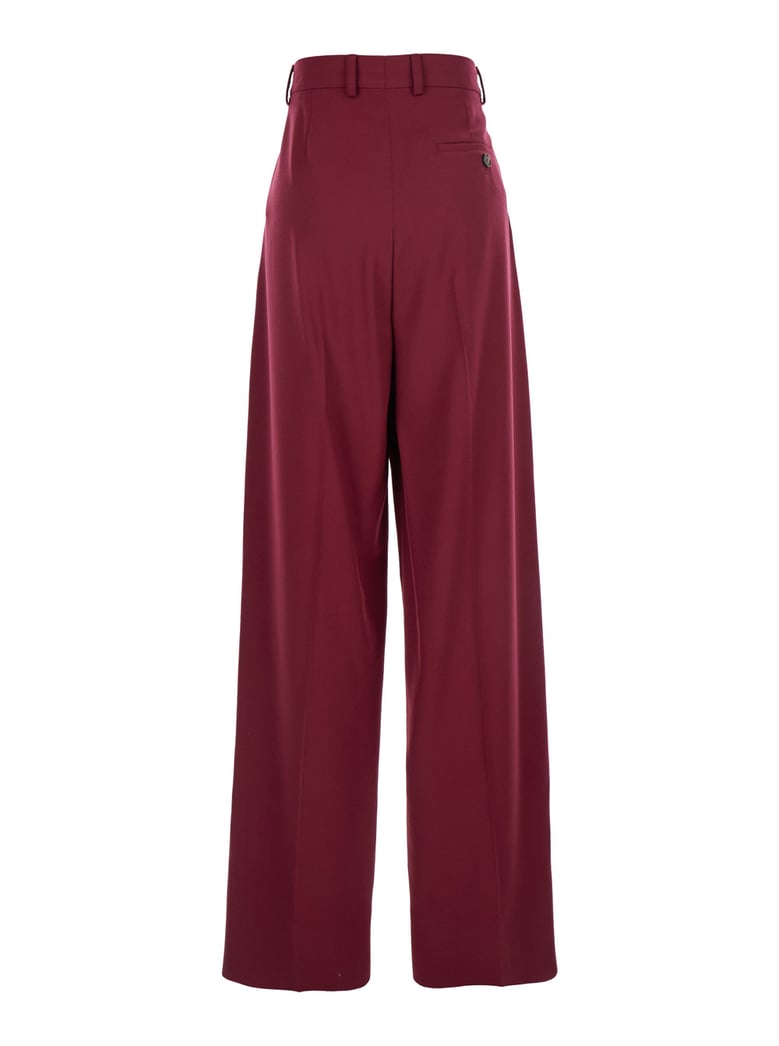 bordeaux wool pants with concealed closure by Selfnex