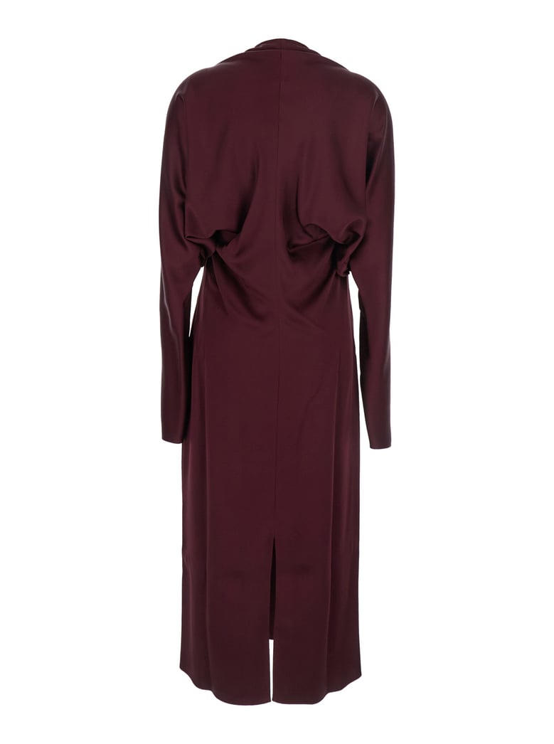 bordeaux midi dress with cape sleeves by Selfnex