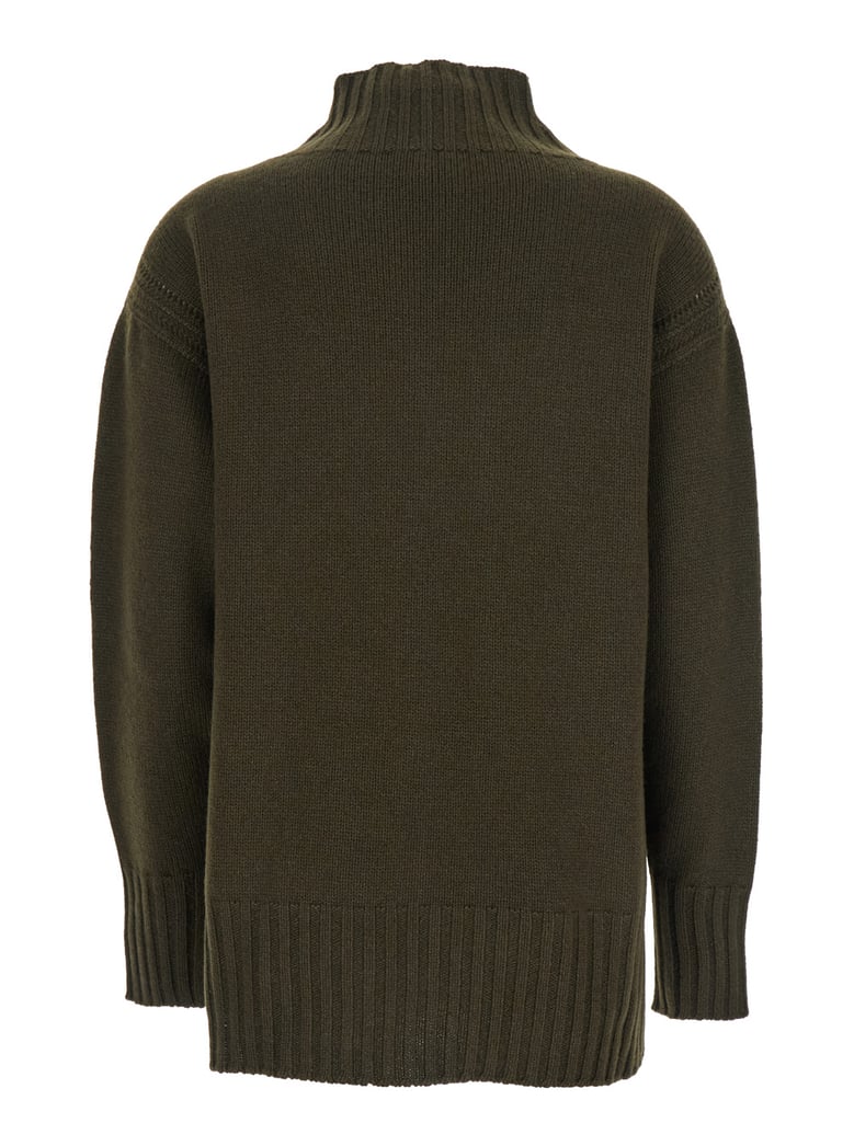 brown mock neck sweater in cashmere blend by Selfnex