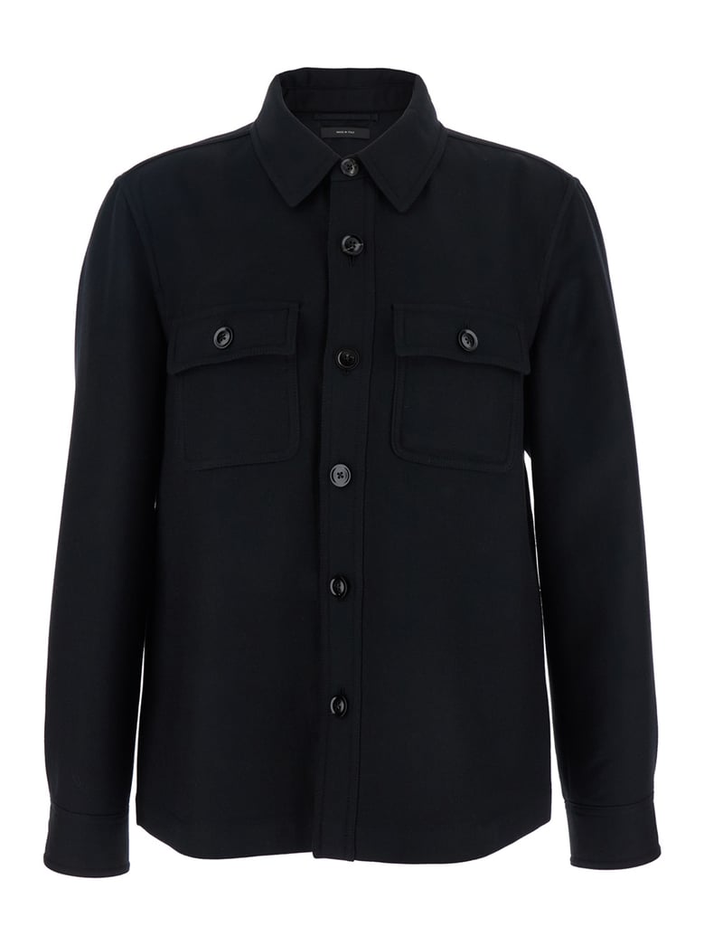 black wool jacket with flap pockets by Selfnex