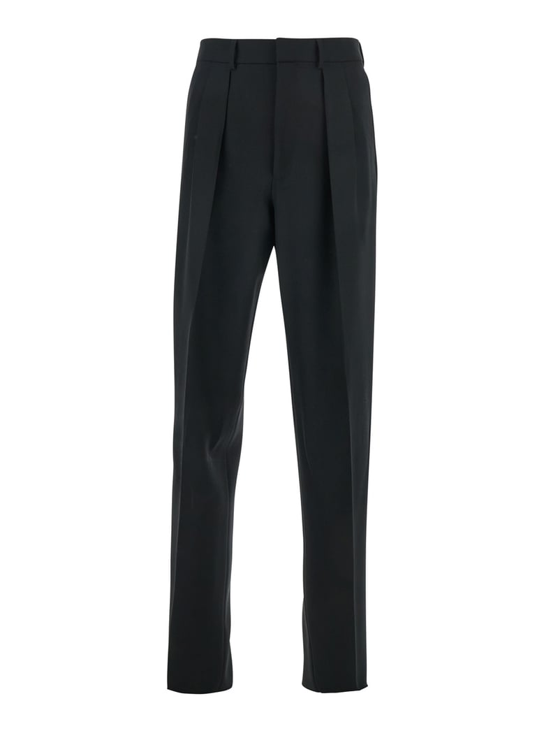high waist black wool pants with pences by Selfnex
