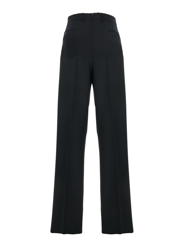 high waist black wool pants with pences by Selfnex