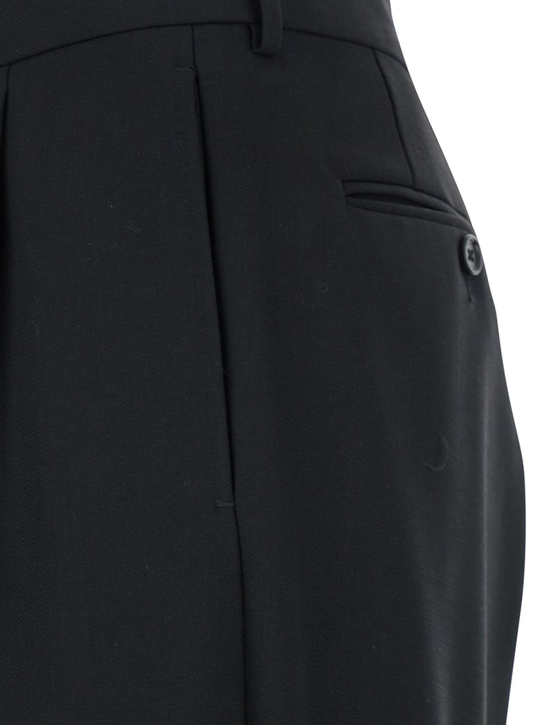 high waist black wool pants with pences by Selfnex