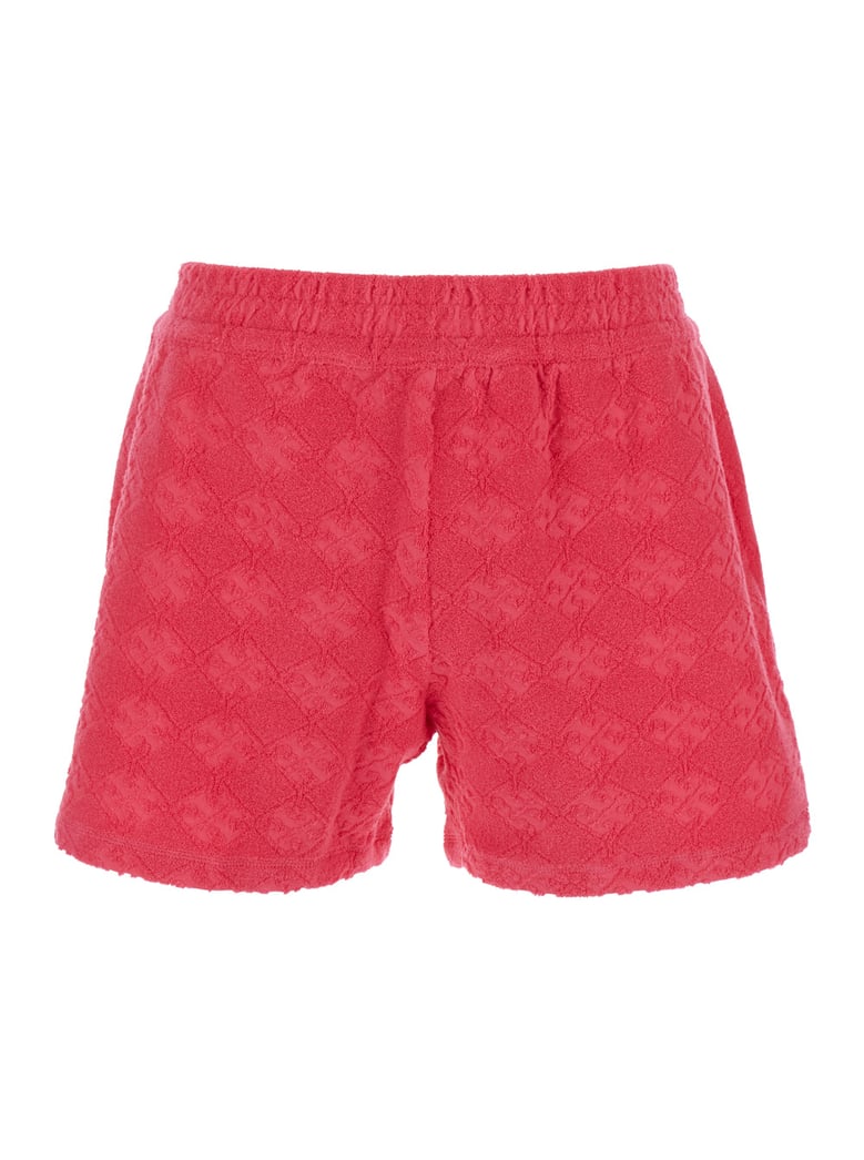 pink shorts with elastic waist and logo embroidery by Selfnex