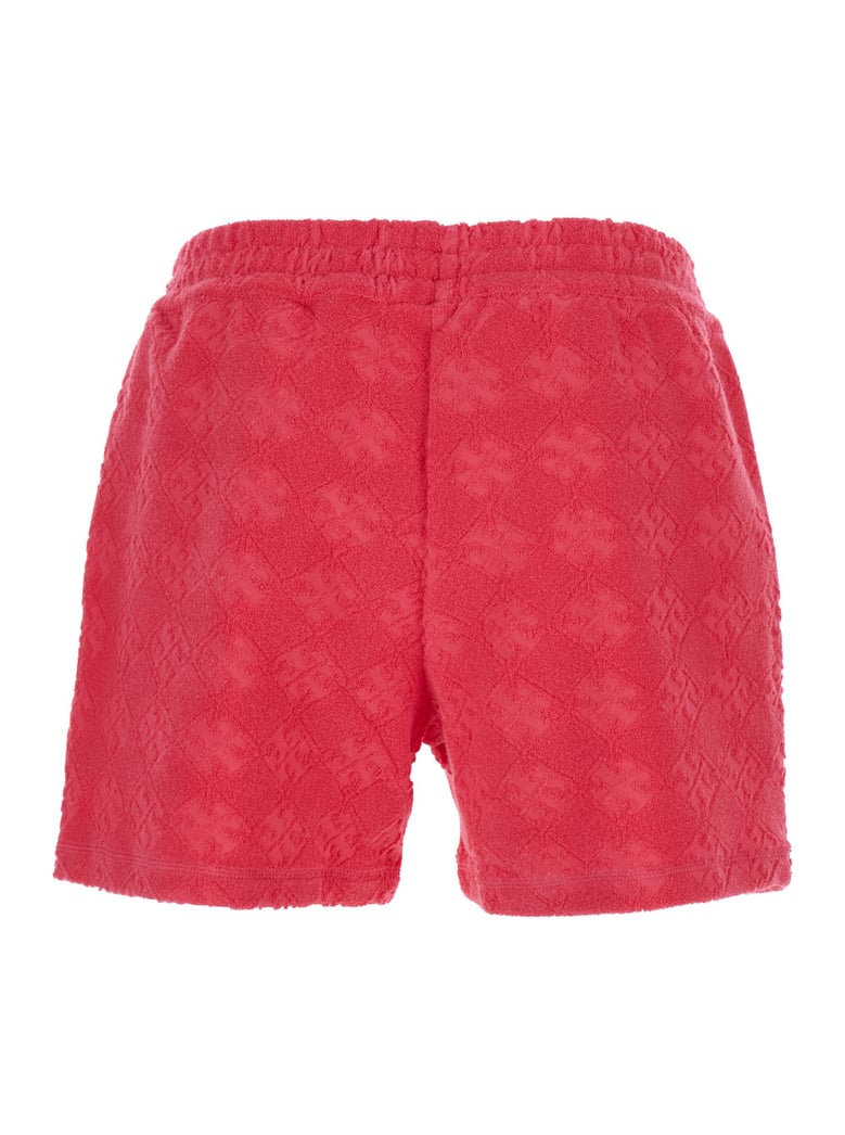 pink shorts with elastic waist and logo embroidery by Selfnex