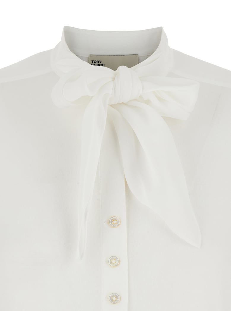 white viscose blouse with pussybow collar by Selfnex