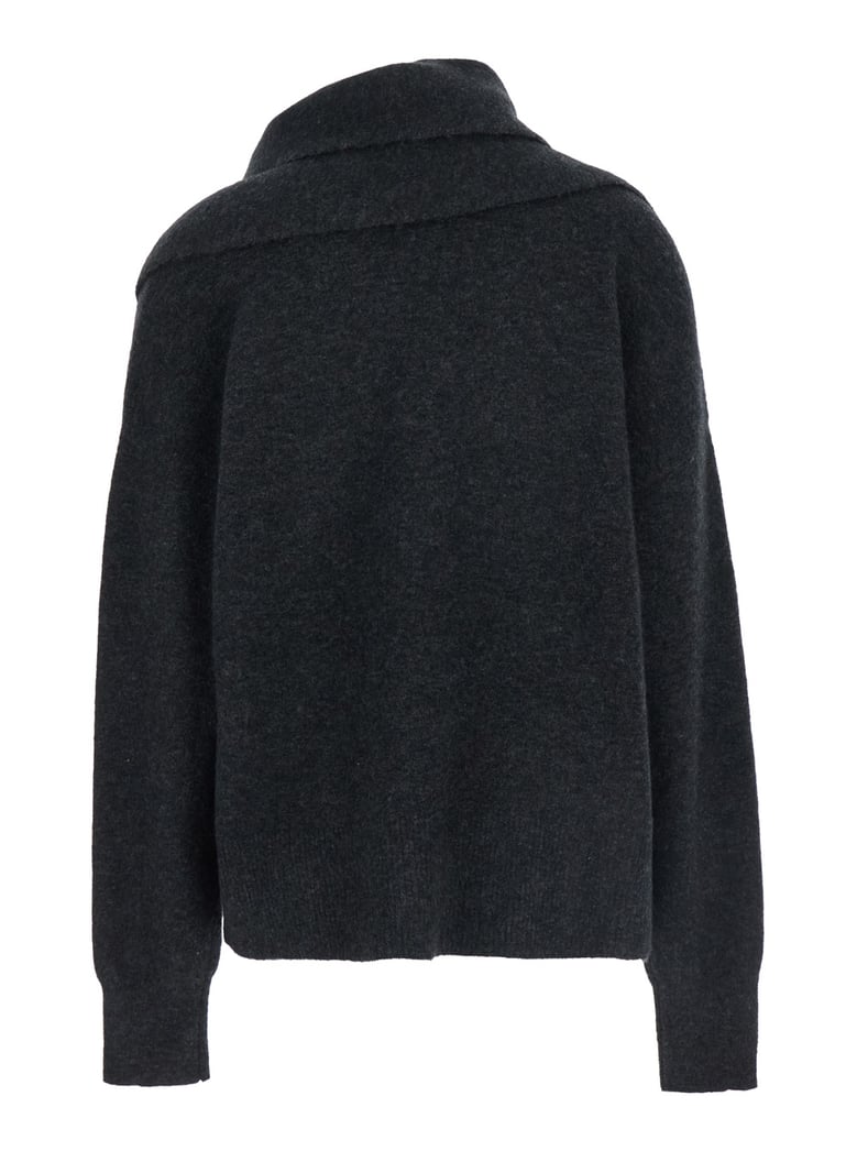 black draped sweater in tech fabric by Selfnex