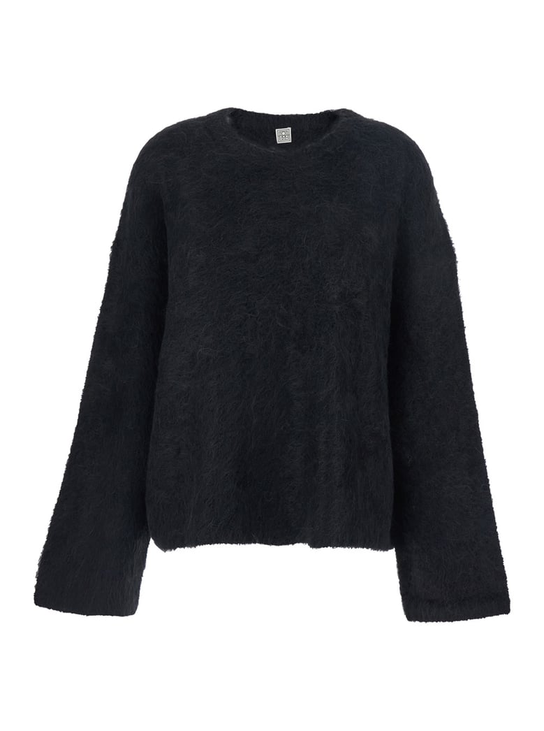 black crewneck sweater with wide sleeves by Selfnex