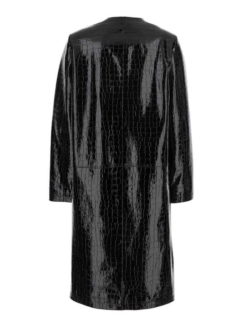 black leather coat with crocodile effect by Selfnex