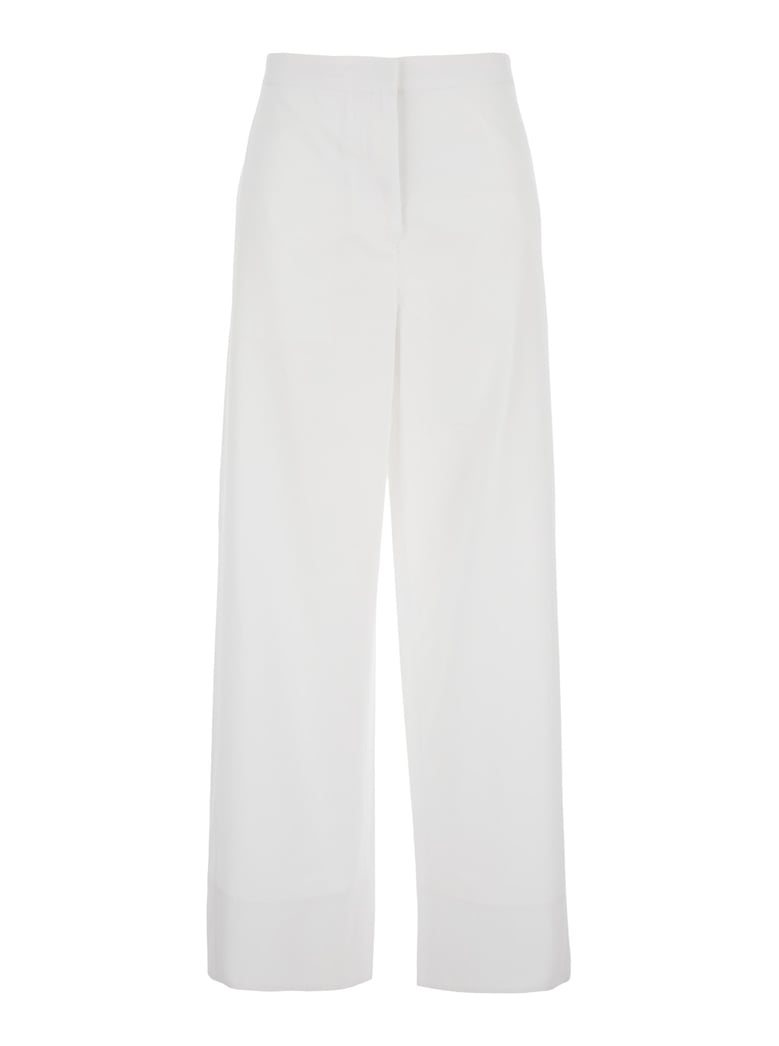 white cotton pants with rear pockets by Selfnex