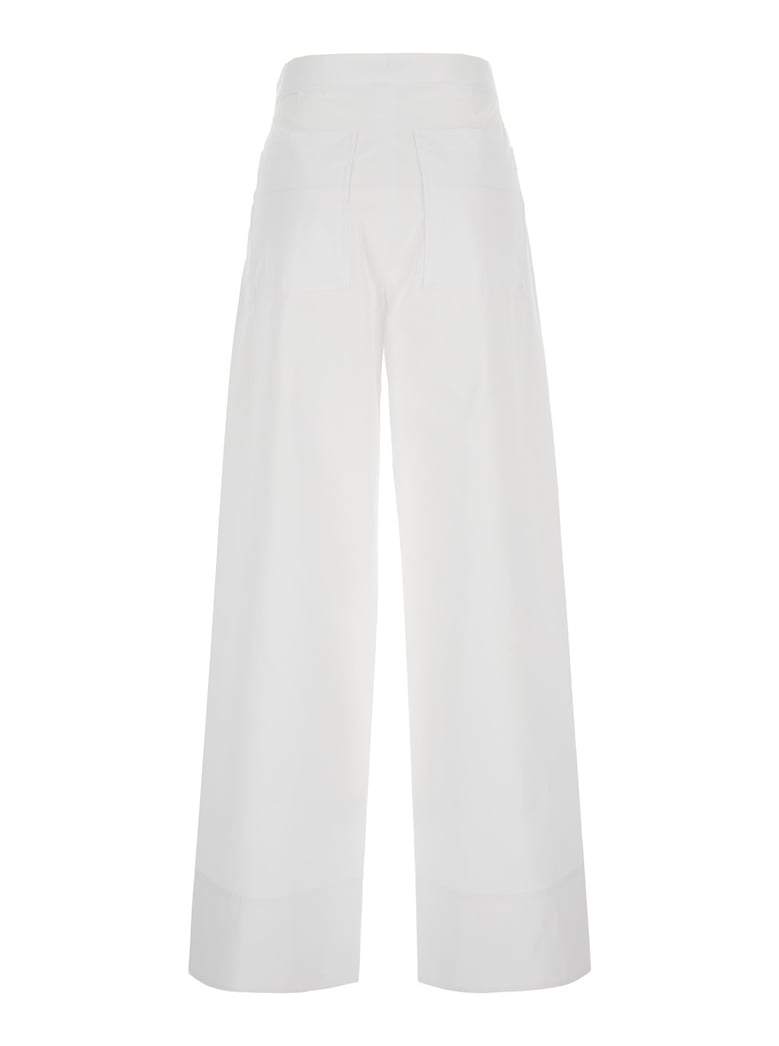 white cotton pants with rear pockets by Selfnex