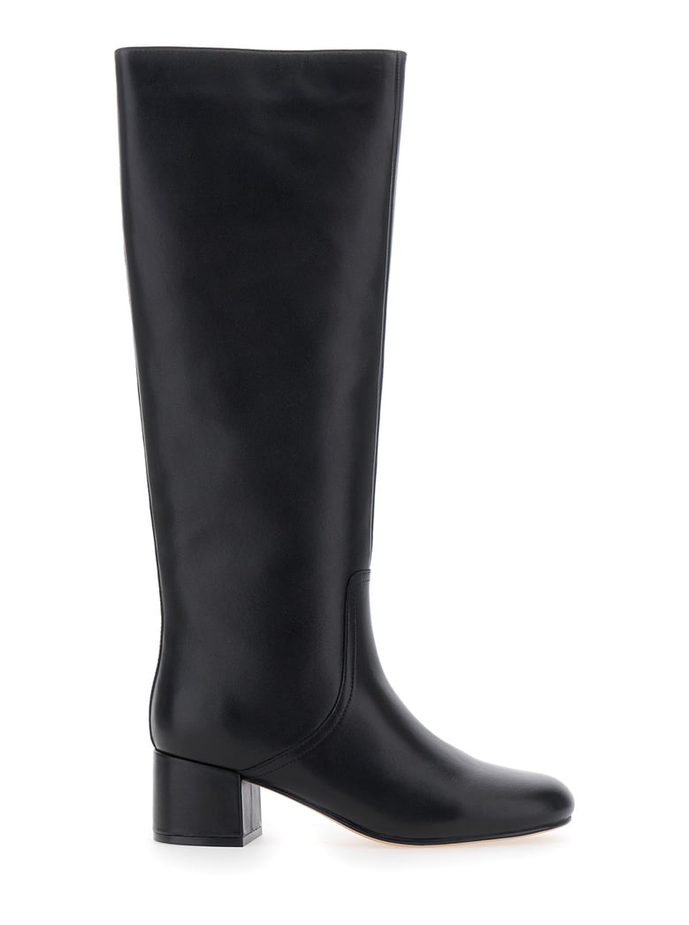 black knee high leather boots by Selfnex