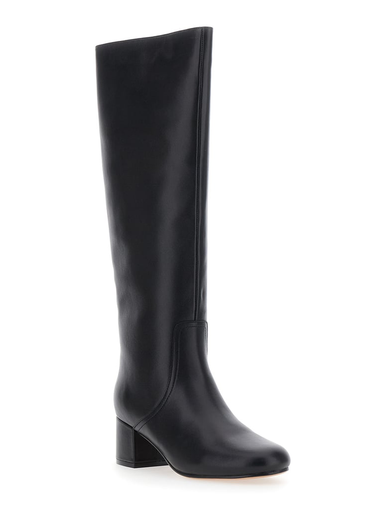 black knee high leather boots by Selfnex