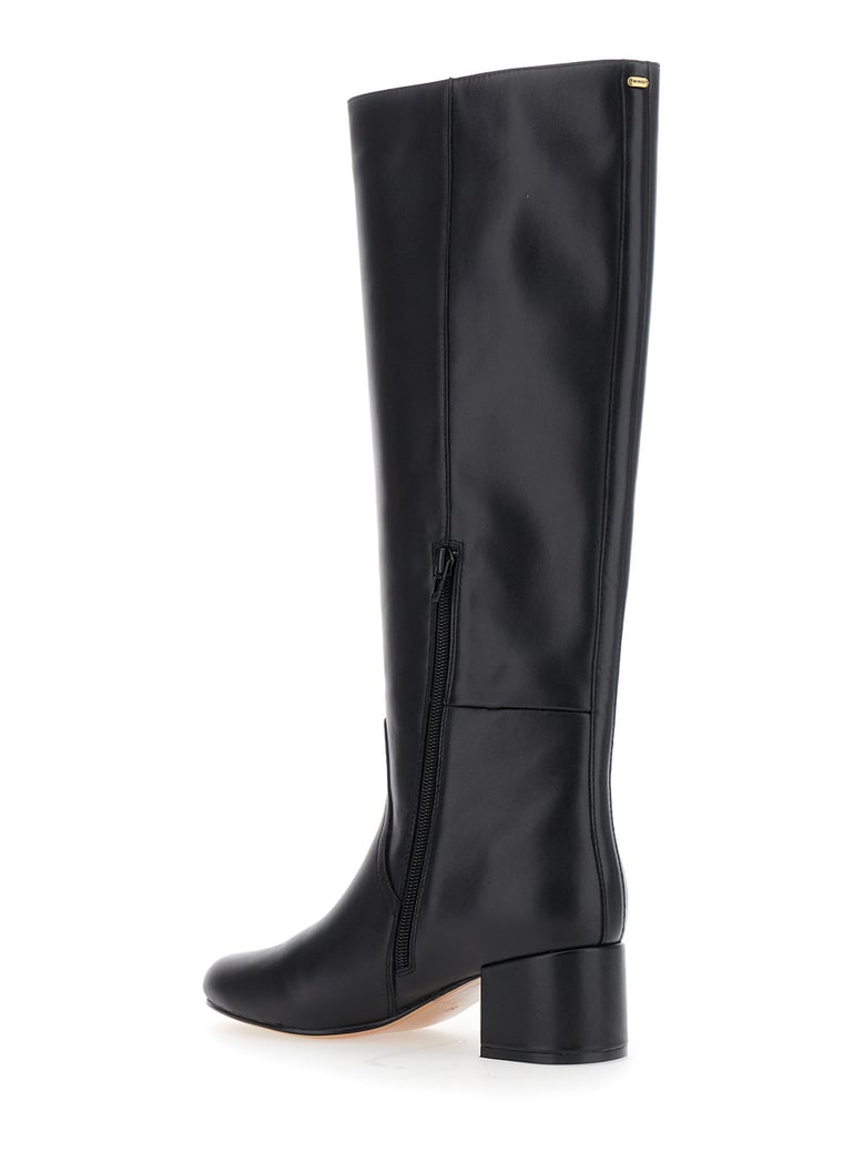 black knee high leather boots by Selfnex