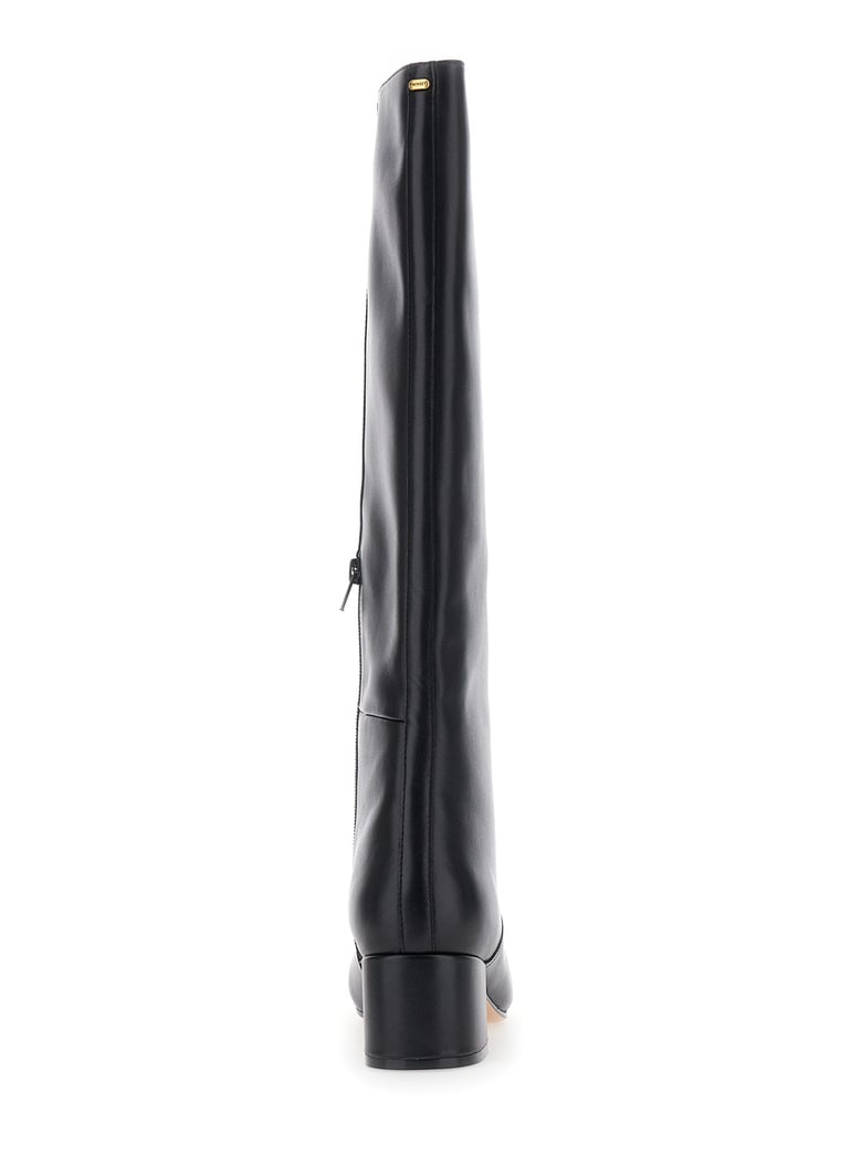 black knee high leather boots by Selfnex