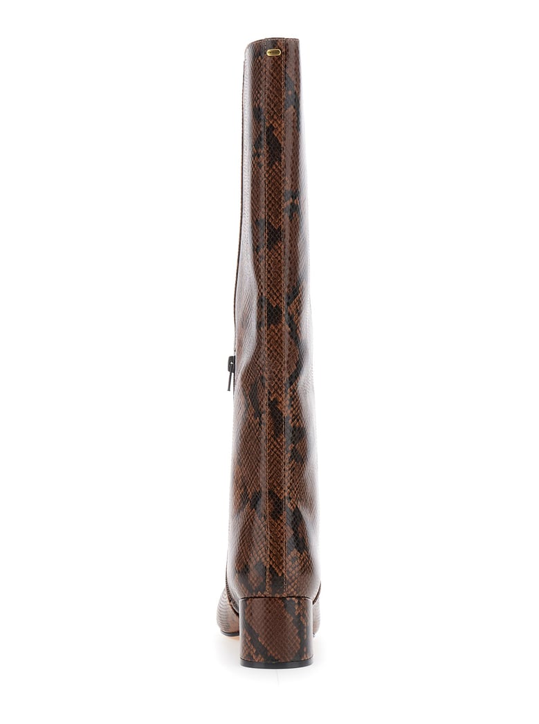 brown knee boots with python effect by Selfnex