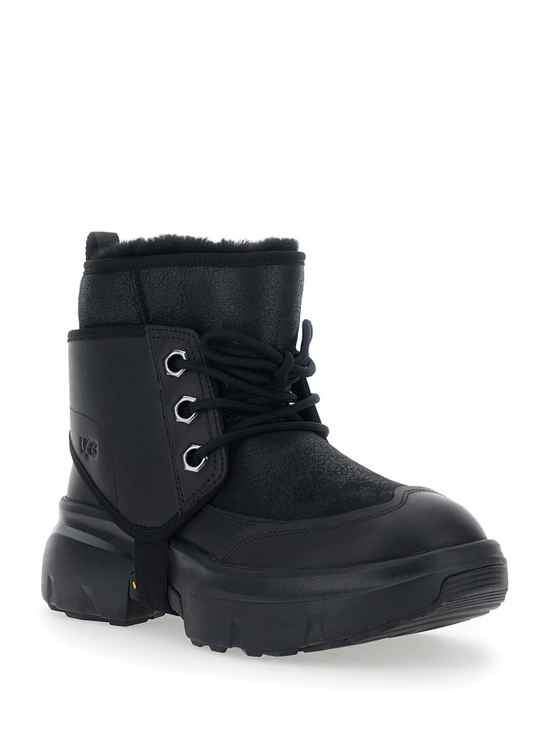 black leather blend ankle boots with platform sole by Selfnex