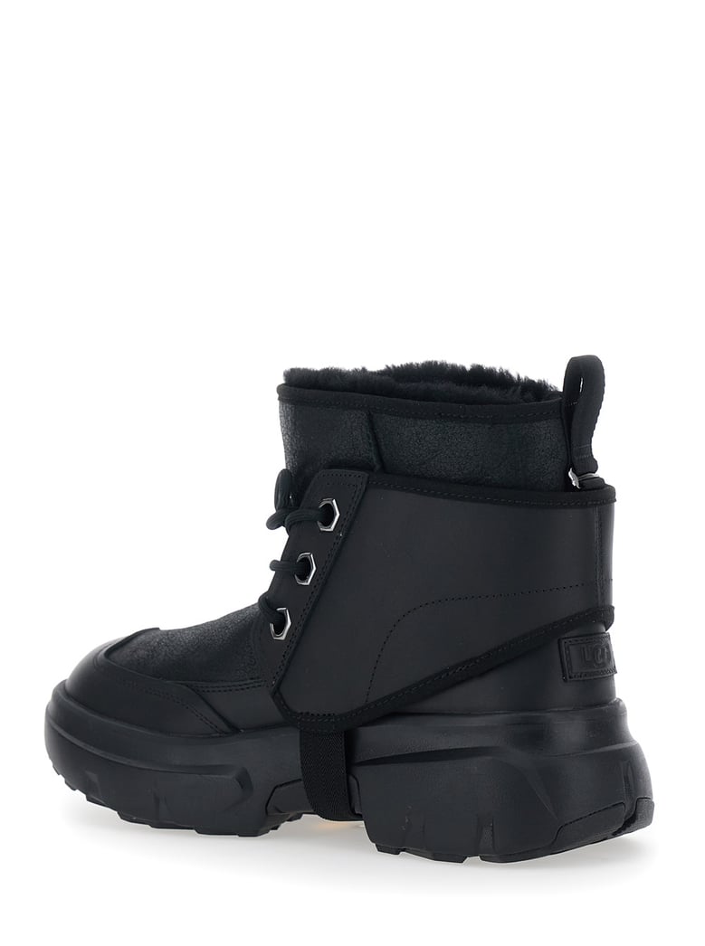 black leather blend ankle boots with platform sole by Selfnex