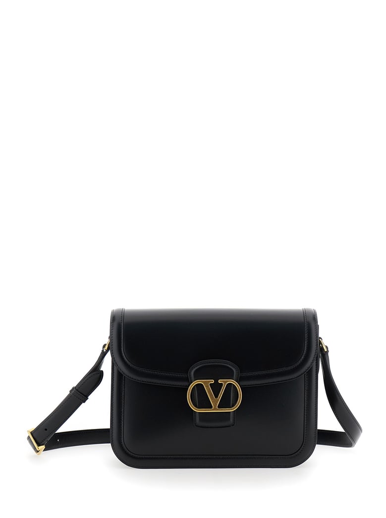 black shoulder bag with vlogo detail by Selfnex