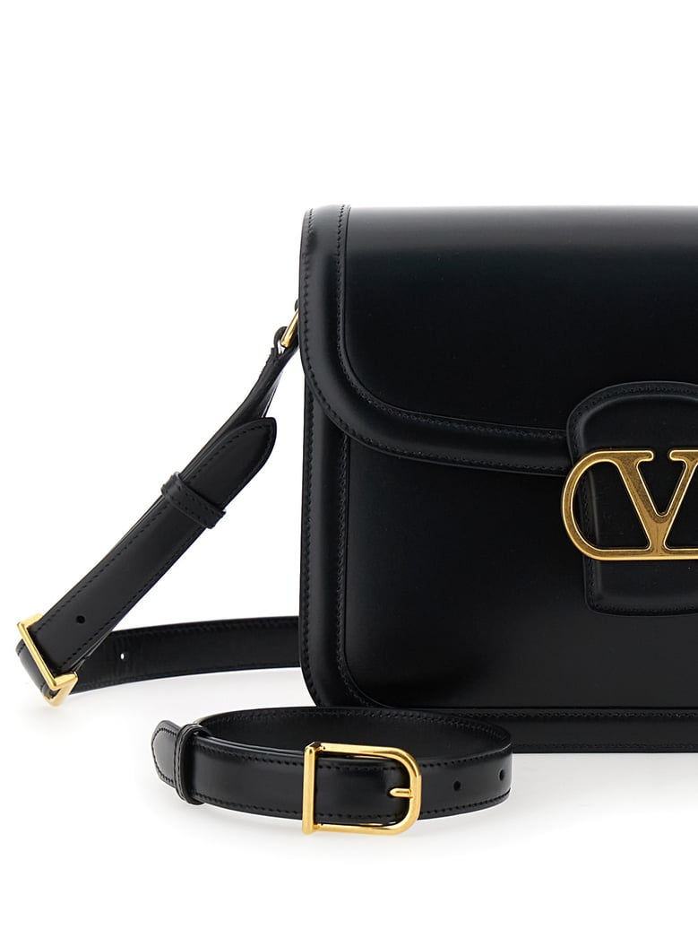 black shoulder bag with vlogo detail by Selfnex