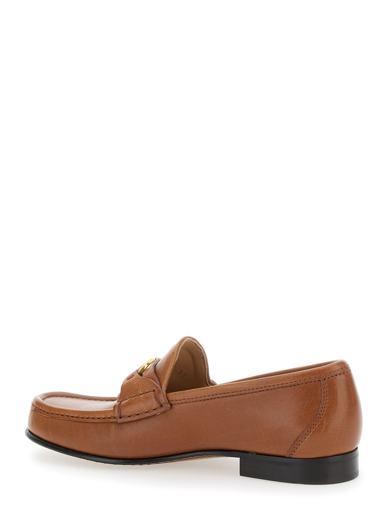 loafers beige leather with vlogo signature by Selfnex