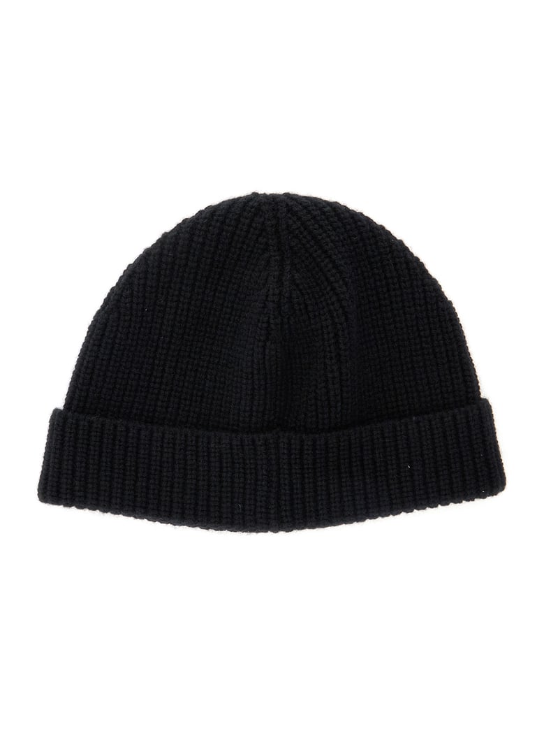 black knit beanie with vlogo by Selfnex