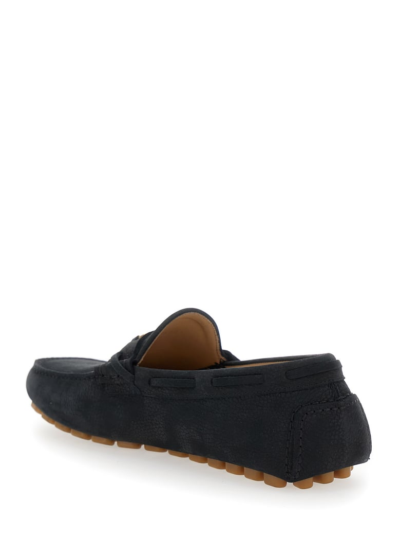 black suede loafers with vlogo plaque by Selfnex