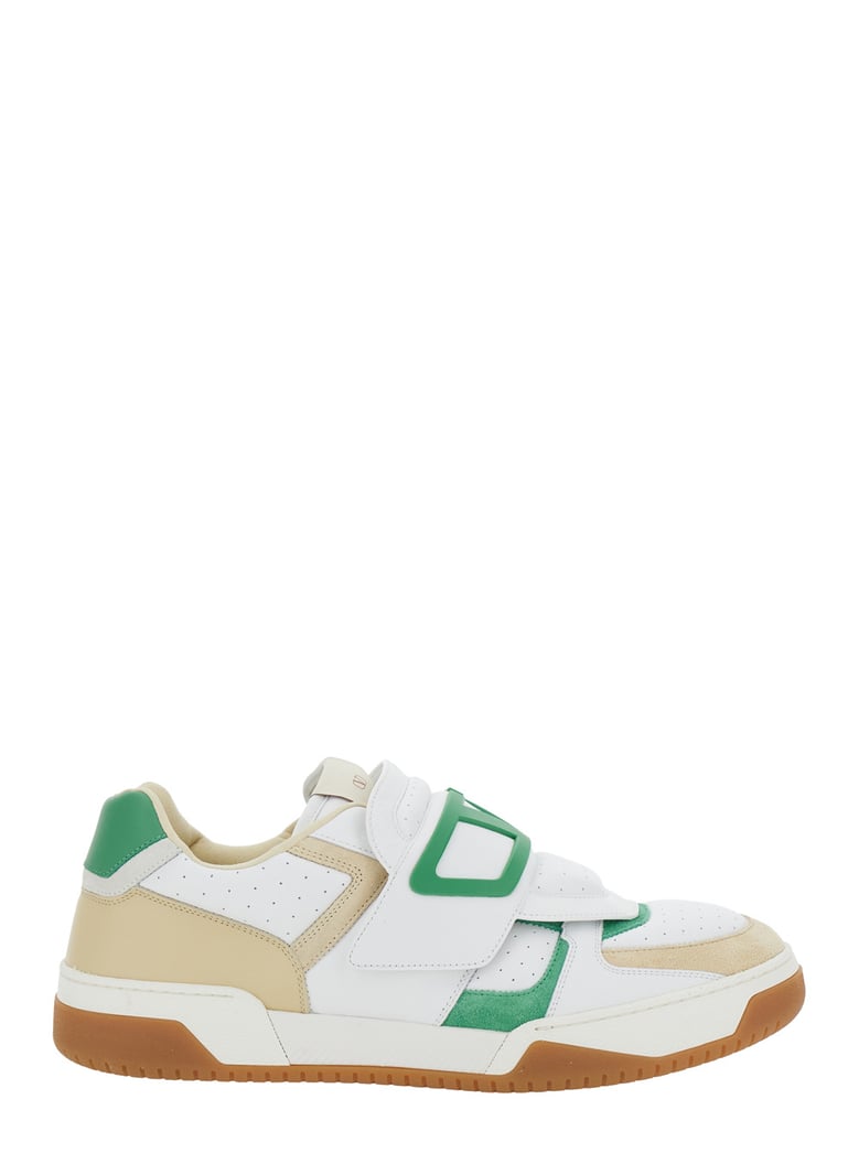 white low top sneakers with vlogo detail by Selfnex