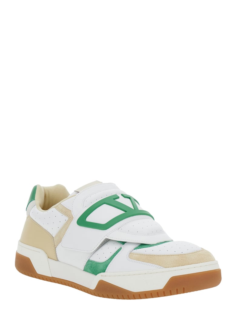 white low top sneakers with vlogo detail by Selfnex