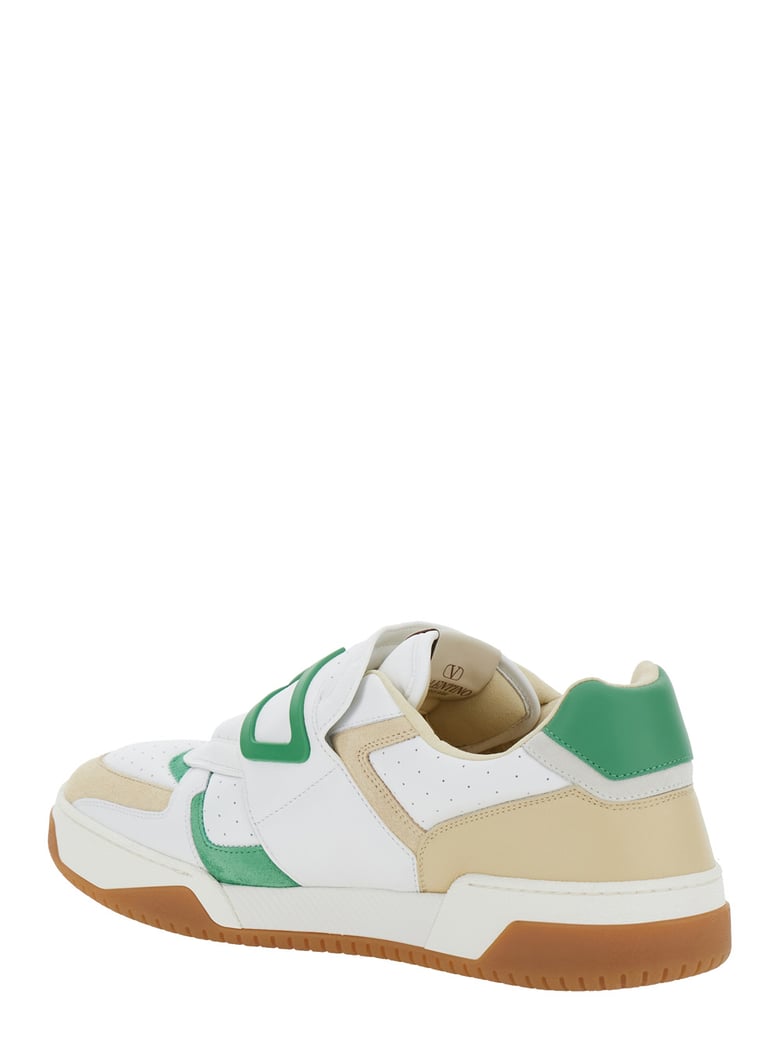 white low top sneakers with vlogo detail by Selfnex